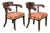 Pair of 19th Century English Regency Style Carved Oak Klismos Chairs with Horseshoe Backs For Sale