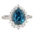 5ct Blue Zircon Ring with Natural Diamonds in Solid 14K White Gold Pear 10x8mm For Sale