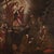 Antique Spanish painting from the 18th century. Artwork oil on canvas depicting a religious subject, Adoration of Saints...