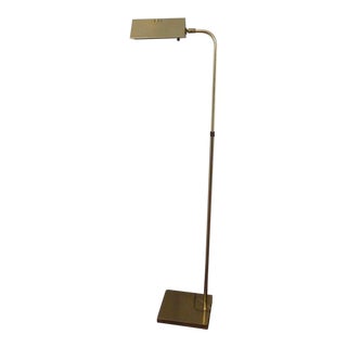 960s Mid Century Modern Adjustable Stem Gold Brass Electrical Floor Lamp Light For Sale