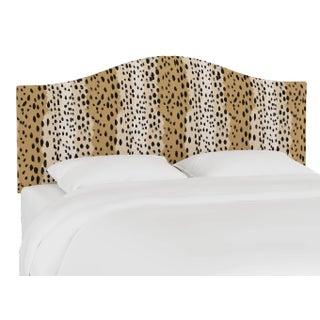 Kenmore Headboard in Caramel Linen Leopard, Queen For Sale