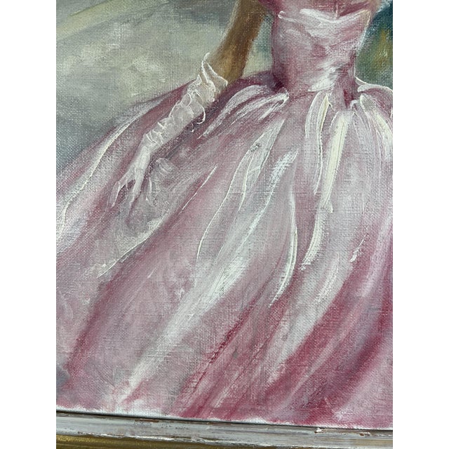 Eugène Lelièpvre, Woman in a Pink Dress in Front of the Arc De Triomphe, Paris, 1950s, Oil on Canvas, Framed For Sale - Image 9 of 13