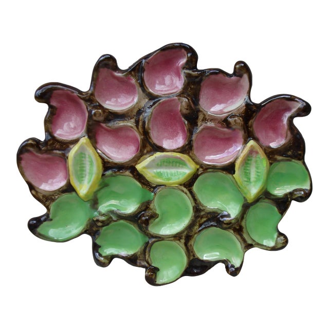 C.1950 Large Majolica Oyster Platter Vallauris For Sale