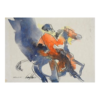 1977 Modernist Portrait Napoleon on Horseback Painting For Sale