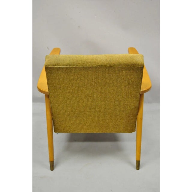 Mid 20th Century Vintage Mid-Century Blonde Wood Paddle Arm Club Lounge Chair For Sale - Image 10 of 12