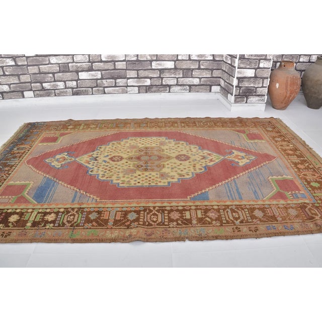 Vintage Small Oushak Floral Carpet For Sale - Image 10 of 10