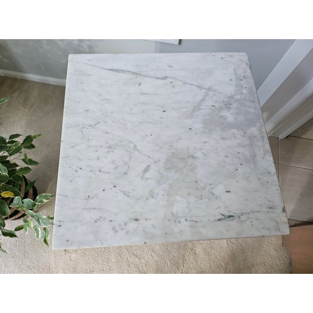 Antique French Oak Marble-Top Side Table / Nightstand/ Entryway Accent (c.1920s) For Sale - Image 9 of 11