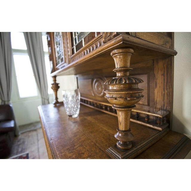 Neo-Renaissance Oak Cabinet with Stained Glass For Sale - Image 12 of 18