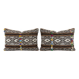 Striped Kilim Lumbar Pillow Cover 16'' X 24'' - Set of Two For Sale