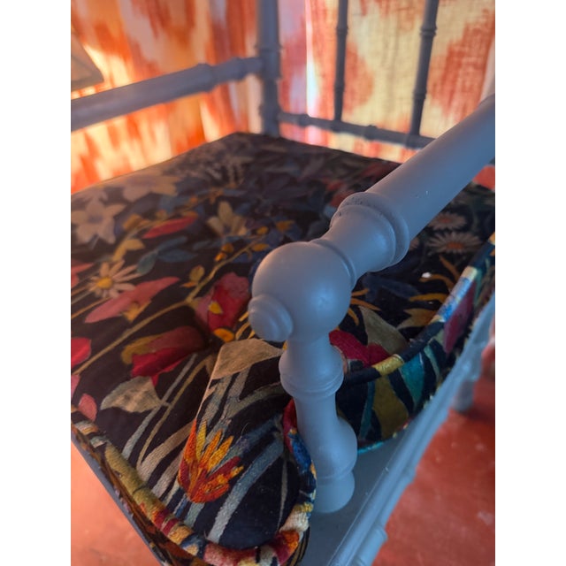 Arts and Crafts Style Faux Bamboo Child’s Chair. Liberty of London Fabric Cushion For Sale In New York - Image 6 of 8