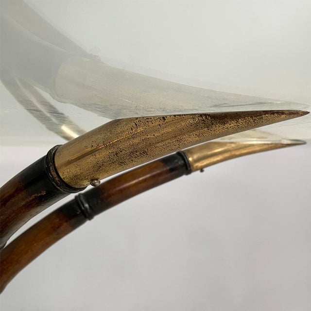 Italian Modern Oval Table in Bamboo, Brass and Glass, 1980s For Sale - Image 10 of 16