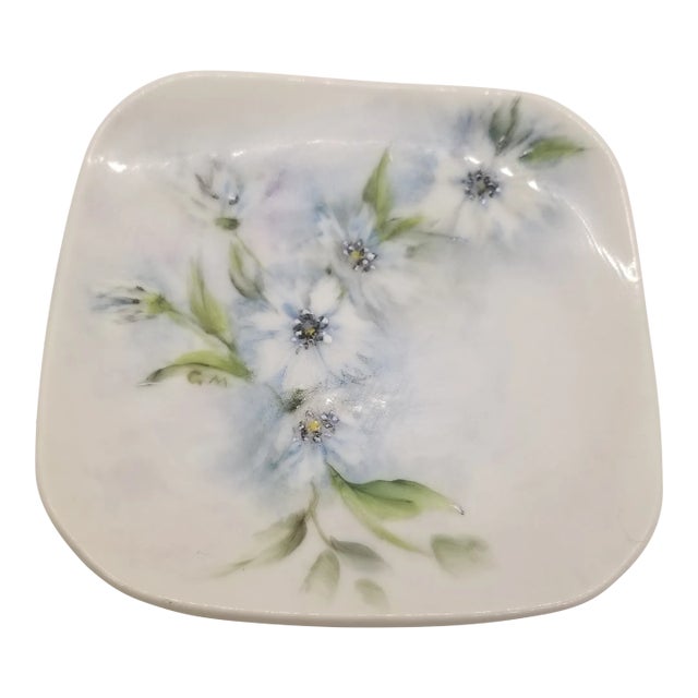 Handpainted German Porcelain Trinket Dish, Signed For Sale