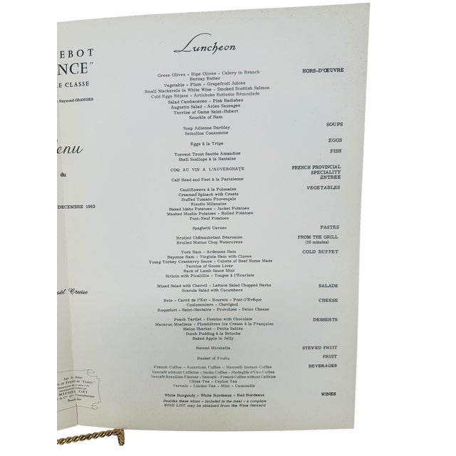 S S France 1963-1964: Rare 36-Menu Complete Holiday Voyage Collection | Louis Le Breton, Jean Carzou, Georges Rohner | First Class Ocean Liner For Sale - Image 10 of 18