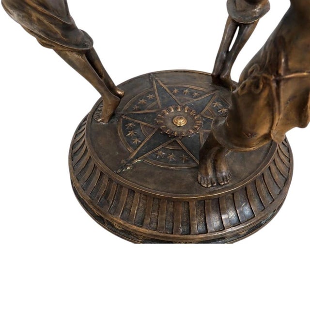 Italian Art Nouveau Bronze Pedestal Side Tables with Dancers, 1920s, Set of 2 For Sale - Image 4 of 9