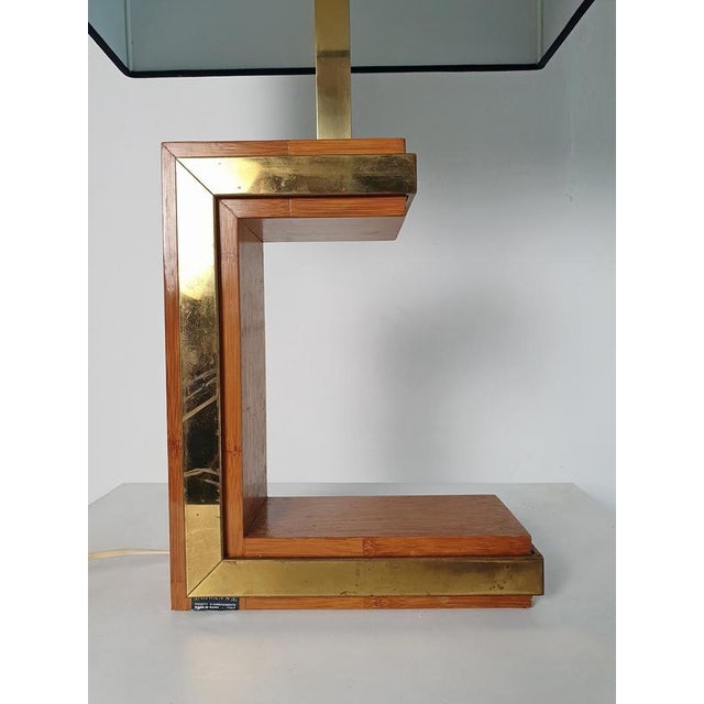 Postmodern Table Lamp in Brass and Bamboo from Liwans, Italy, 1970s For Sale - Image 3 of 12