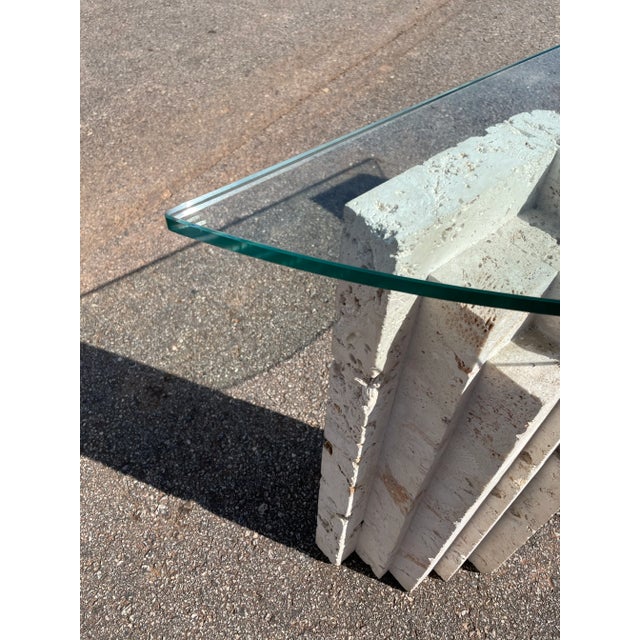 Hollywood Regency 1970s Coastal Coquina Demi-Lune Table For Sale - Image 3 of 9