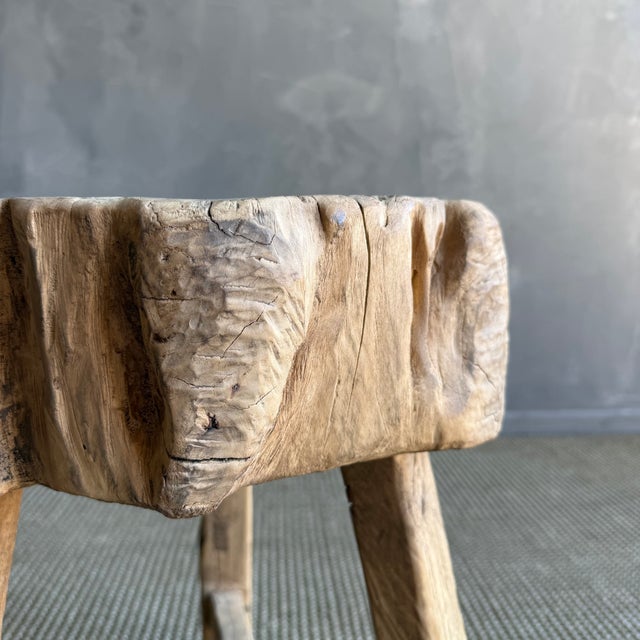 Late 20th Century Vintage Elm Wood Chop Block Table For Sale - Image 5 of 8