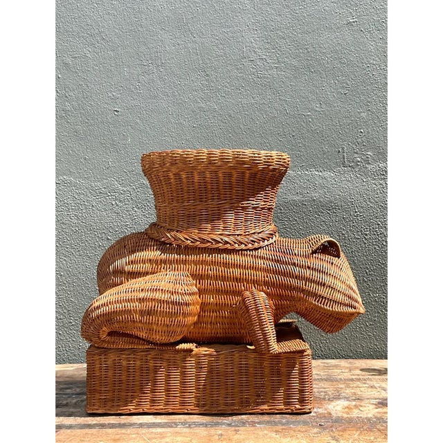 Vintage Woven Rattan Frog Table For Sale - Image 4 of 12