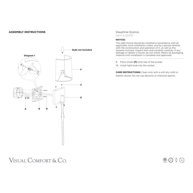 Visual Comfort Studio VC for Visual Comfort Signature Dauphine Sconce in Gilded Iron with Linen Shade For Sale - Image 4 of 4