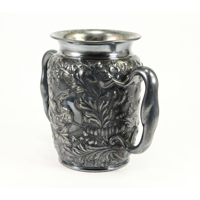 1800's Rare Reed & Barton Silvered Embossed Trophy Urn Vase Fenix Bird, Blank For Sale In Houston - Image 6 of 18