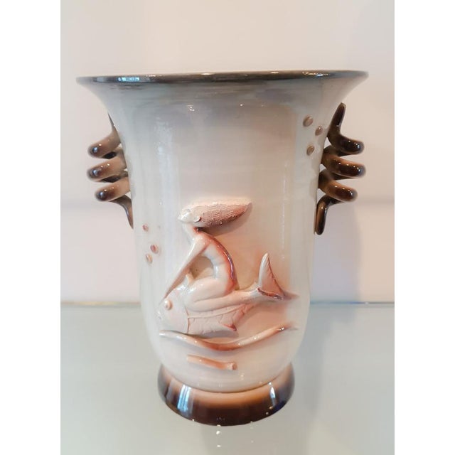 1930s Art Deco La Freccia Ceramic Vase by Tarcisio Tosin, Vicenza, 1932 For Sale - Image 5 of 9