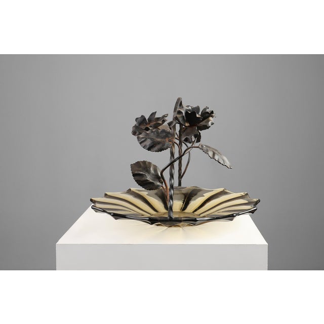 Art Deco Bowl in Glass and Wrought Iron, Belgium, 1920s For Sale - Image 9 of 14