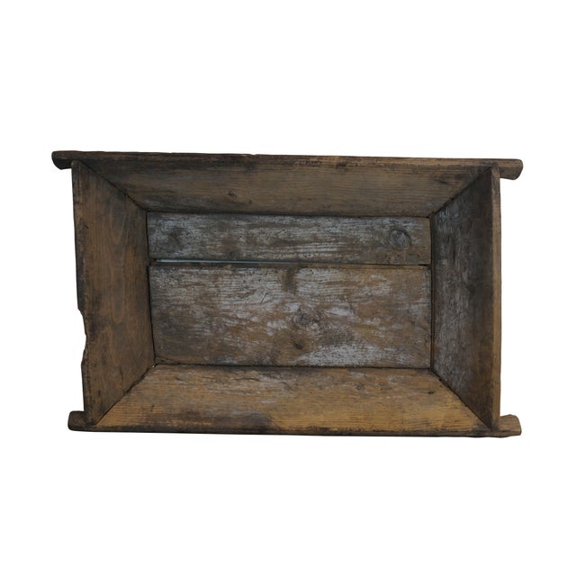 Farmhouse Large Primitive Antique Oak Farmhouse Dough Bowl Bin Trough Trencher For Sale - Image 3 of 10