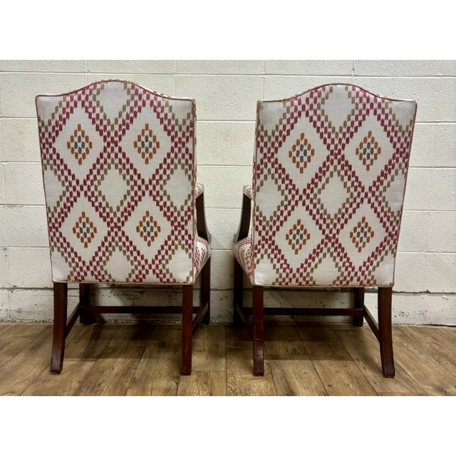 White Vintage Chippendale George III Style Library Chairs - Pair For Sale - Image 8 of 9
