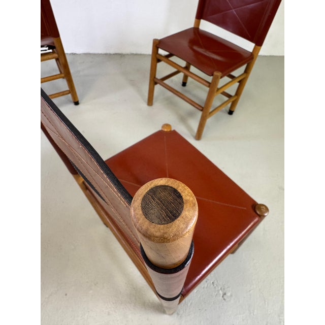 Maroon Kentucky Chairs by Carlo Scarpa for Bernini, 1980s, Set of 4 For Sale - Image 8 of 9