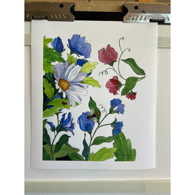 Illustration Giclee Print “Sweet Peas” Watercolor Painting For Sale - Image 3 of 6