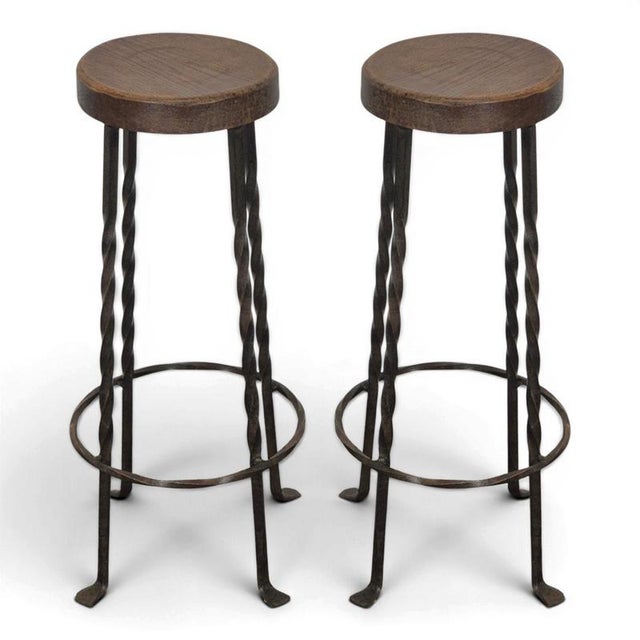Metal Wrought Iron Stools, Set of 2 For Sale - Image 7 of 7