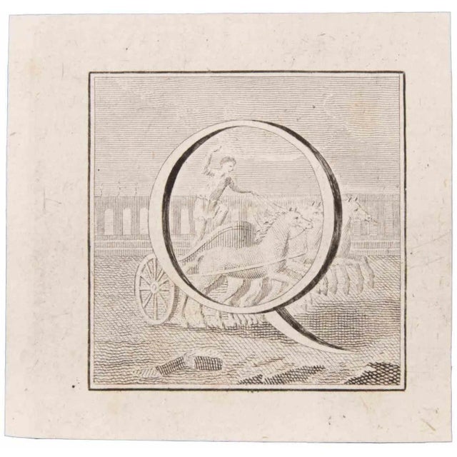Letter q is an etching realized by luigi vanvitelli of 18th century. The etching belongs to the print suite “antiquities...