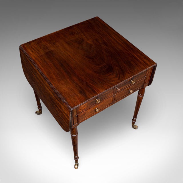 Brown Antique Reader's Table, English, Pembroke, Drop Leaf, Occasional, Regency, 1820 For Sale - Image 8 of 12