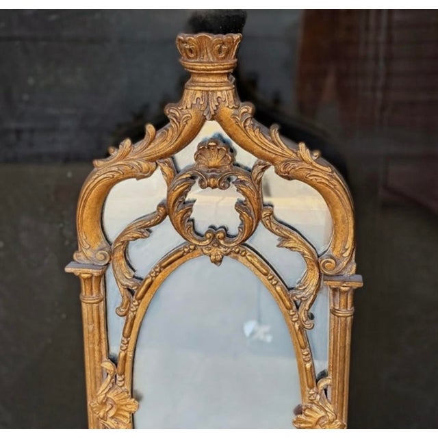 Rococo 19th-C. Petite Italian Rococo Carved Giltwood Shell Motif Wall Mirror For Sale - Image 3 of 5