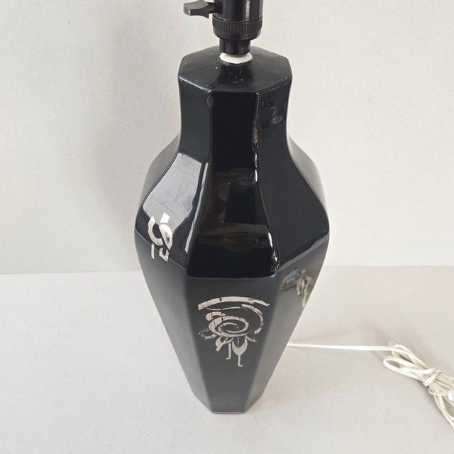 Art Deco Table Lamp in Black and Silver Ceramic, 1920s-1930s For Sale - Image 13 of 14
