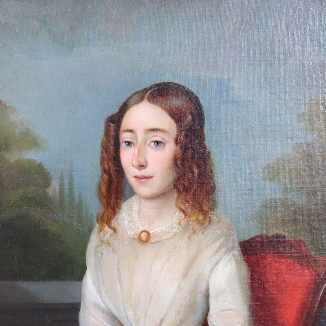 Portrait of a Young Woman with a Book, Oil Painting on Canvas, 19th Century, Framed For Sale - Image 11 of 12