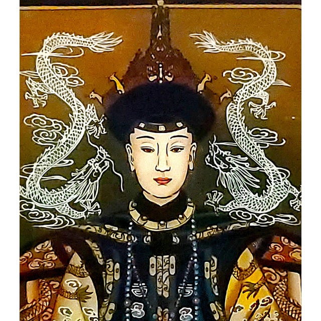 Chinese Portrait Paintings Reverse Glass Pair For Sale - Image 9 of 16