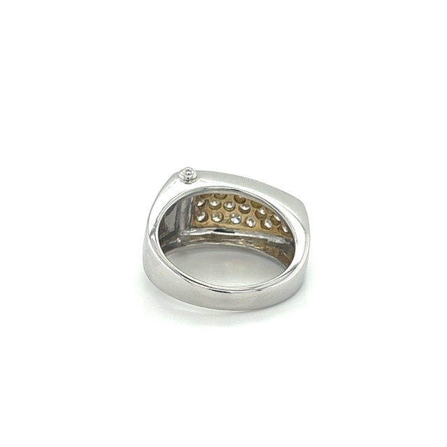Mid 20th Century Mid 20th Century Platinum and 18k Gold Unisex Natural Diamond Pinky Ring Size 8 For Sale - Image 5 of 7