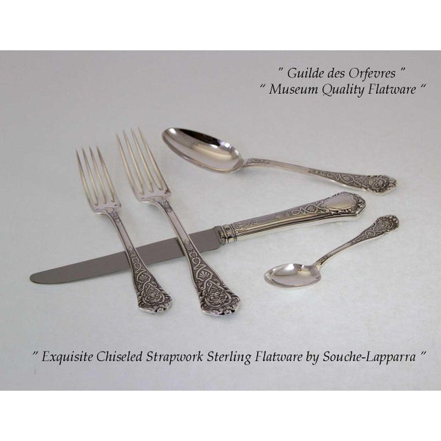 French 1990s Chambord Sterling Silver Hand-Crafted 5-Piece Flatware Place-Setting For Sale - Image 3 of 12