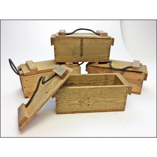 Small Wood Ammo Boxes with Rope Handles Set of 4 Chairish