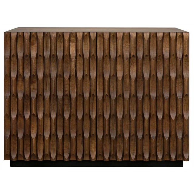 Intricate hand-carved embellishments adorn this gorgeous walnut sideboard. Finished in a rich, hand-applied dark stain,...