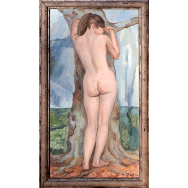 Textile Nude With Tree at El Capitan - Yosemite Mid Century Figurative Landscape by Margaret Wherry Ziegler For Sale - Image 7 of 7