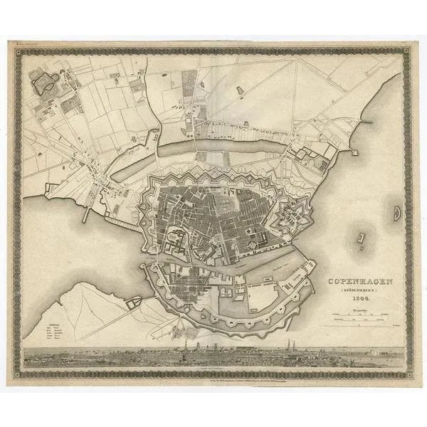 Copenhagen Map, 1844 For Sale - Image 3 of 11