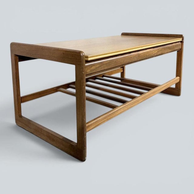 Contemporary Mid-Century Modern Teak Coffee Table with Magazine Rack, 1960s For Sale - Image 3 of 9