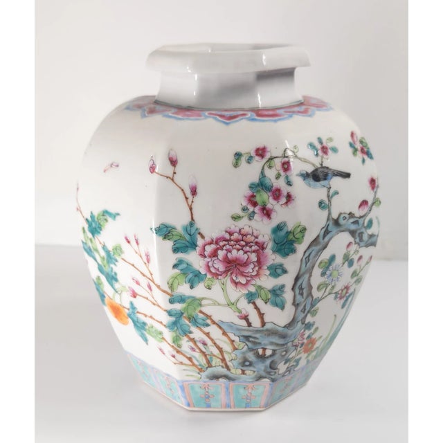 Chinese Early 20th Century Chinese Republic Period Famille Rose Faceted Jar or Vase For Sale - Image 3 of 18