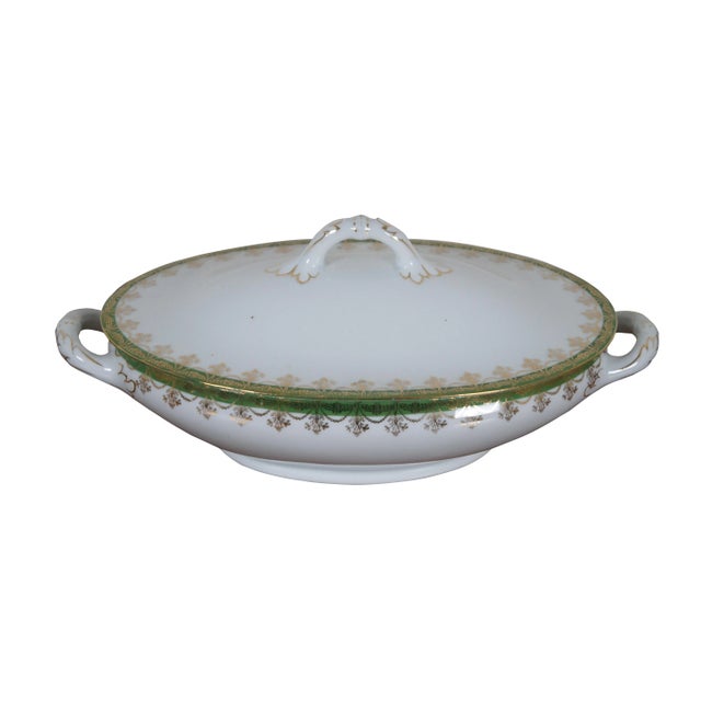 A rare antique pattern 18 piece assorted lot of porcelain dinnerware by Adolf Persch, circa 1902-1910. Features apple...