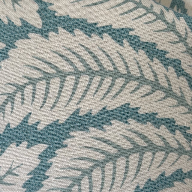 Contemporary Aqua / Aqua Green Leaf Print Down Filled 36” Pillow For Sale - Image 3 of 6