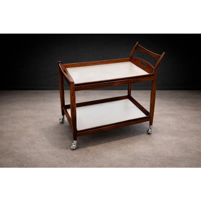 Sergio Rodrigues Sergio Rodrigues Brazilian Rosewood Bar Cart With Removable Trays, 1960s For Sale - Image 4 of 12