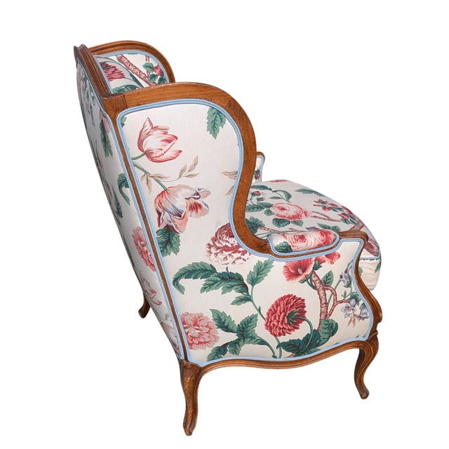 French Country Early 20th Century French Country Louis XV Style Carved Walnut Bergere Chair For Sale - Image 3 of 5