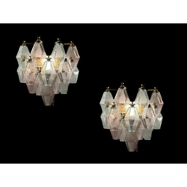Murano glass polygon sconces set of 2 composed of 14 murano glass elements each sconces. height 36 cm width 40 cm depth 20...